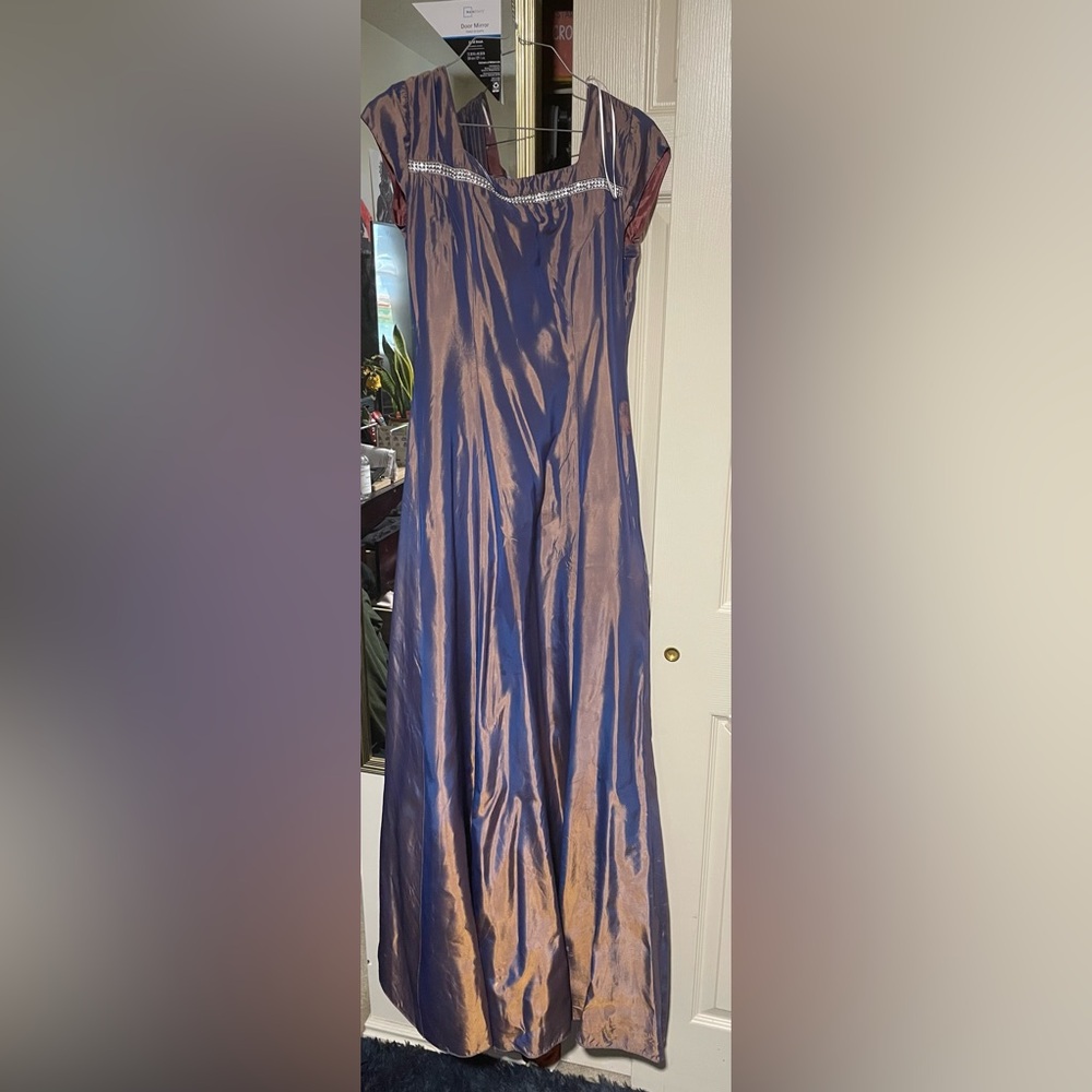 Elegant Blue and Purple Satin Gown